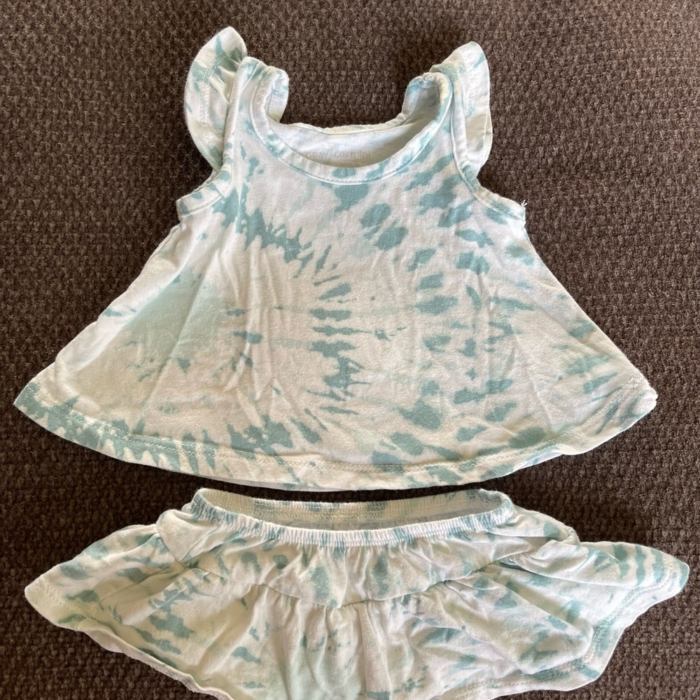 Greyson Mini Newborn Blue Tie-Dye Cotton Matching Set 🩵🤍